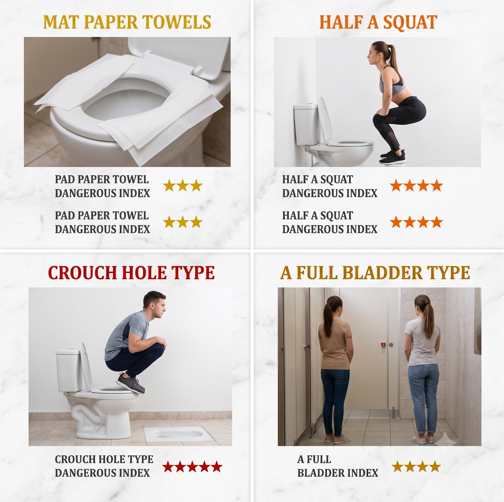 Woman placing a seat cover on a public toilet