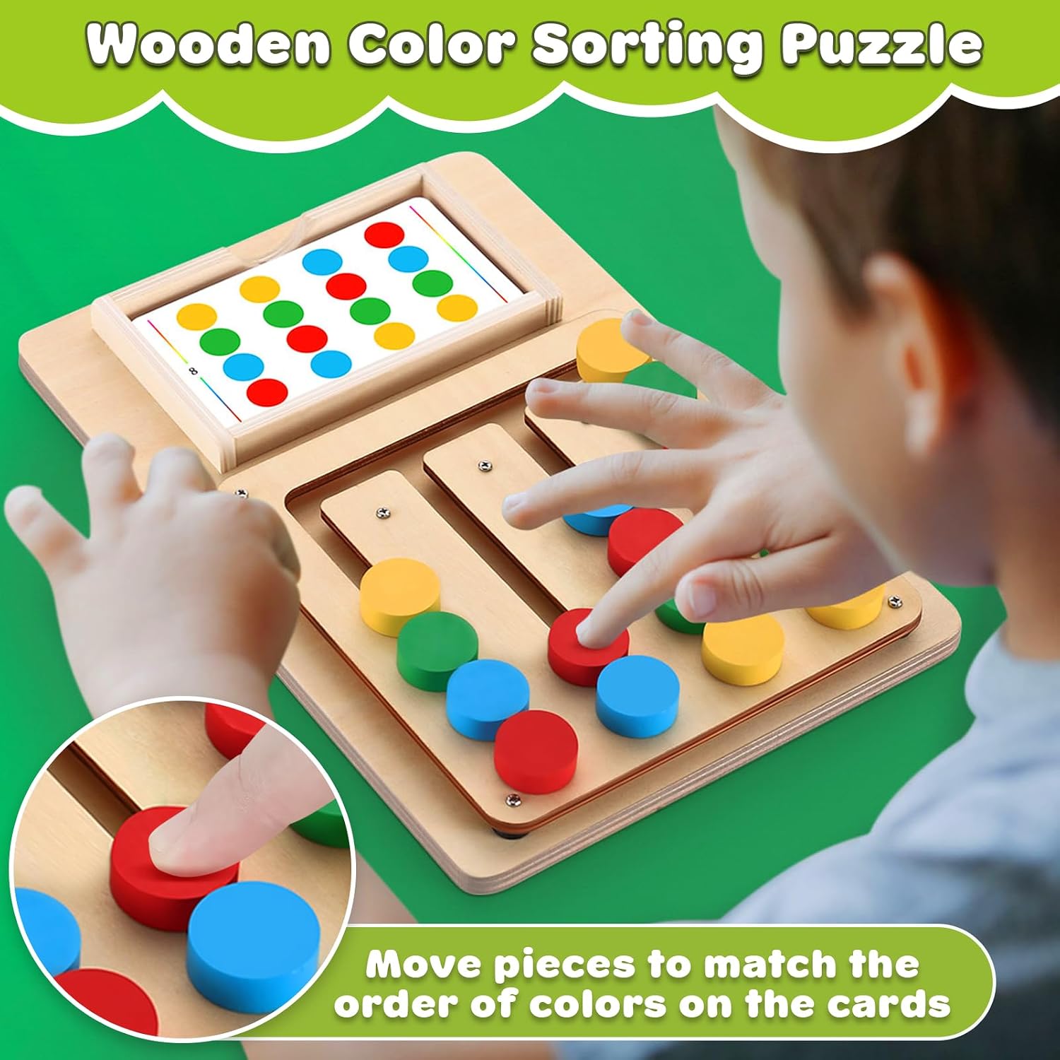 Montessori Four-Color Match Slide Puzzle Game full set